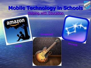 Mobile Technology in Schools
           Helping with Education




                  Garageband


                                    Starw
                                            alk
  Kindle
 
