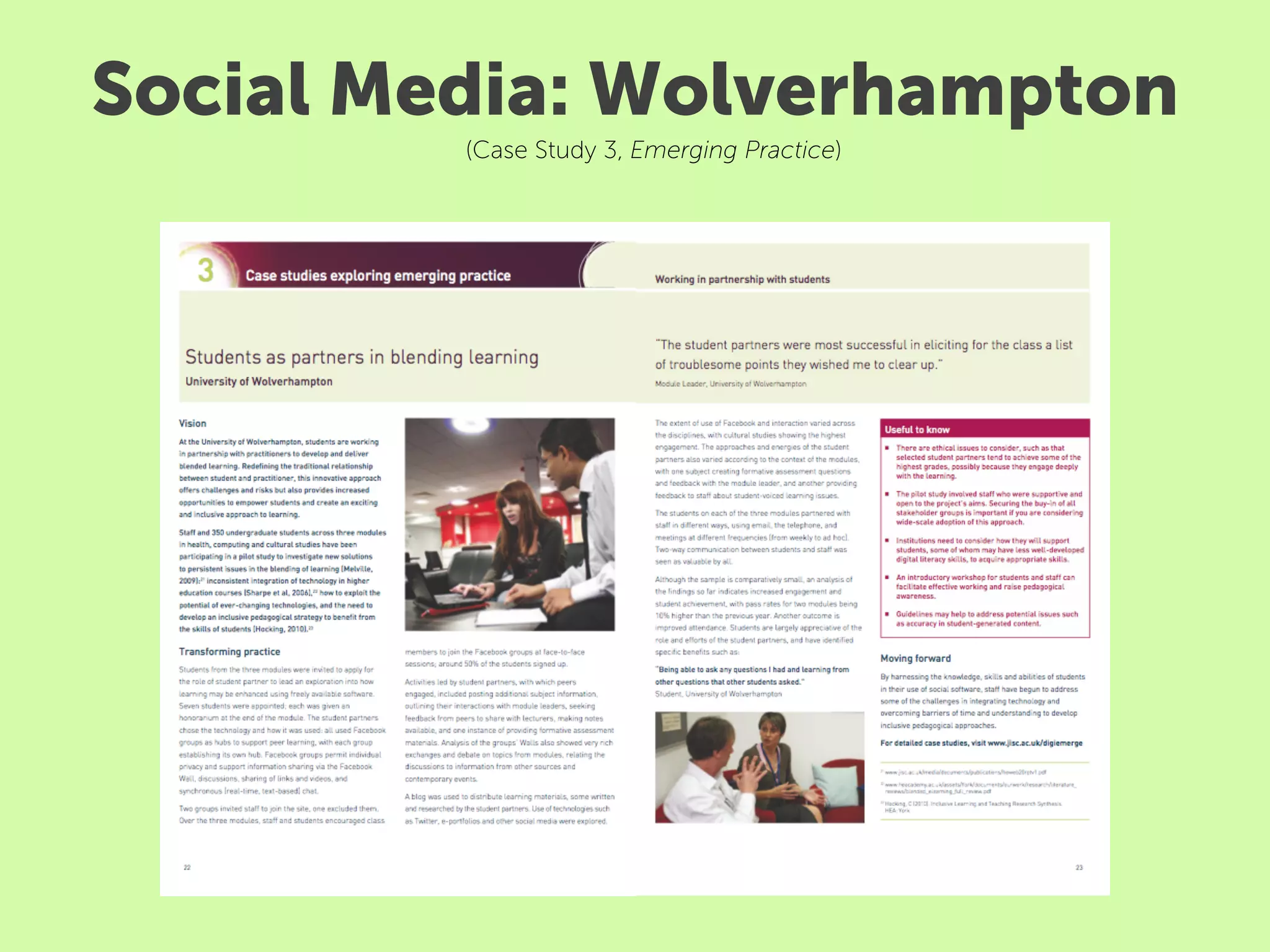 Social Media: Wolverhampton
         (Case Study 3, Emerging Practice)
 