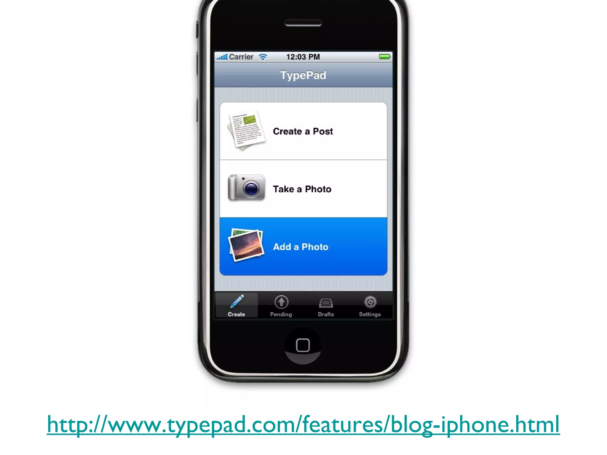 http://www.typepad.com/features/blog-iphone.html 