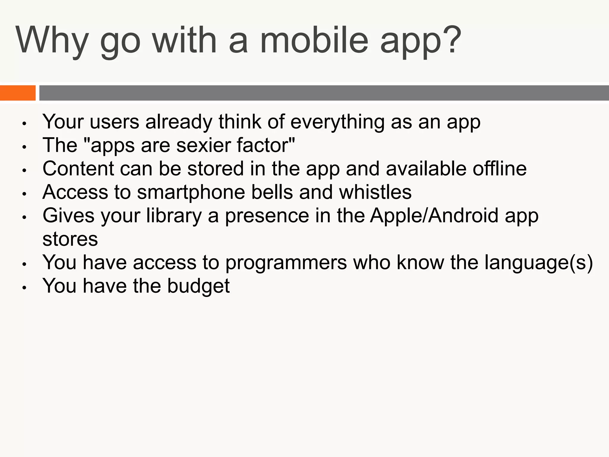 create a separate mobile site or app?