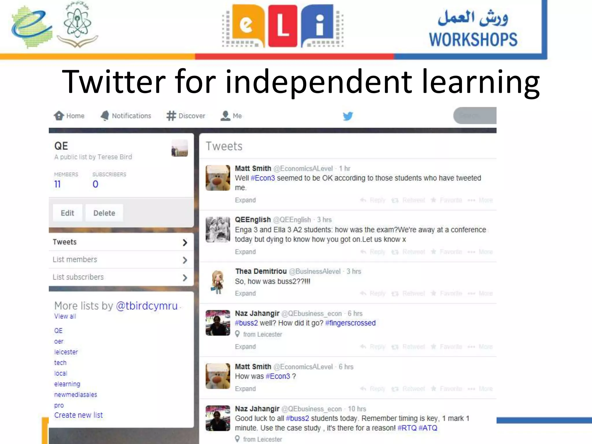 Twitter for independent learning
 