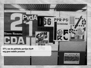 27% van de politieke partijen heeft
nog geen mobile presence
 