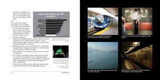 16
On Hong Kong’s MTR metro, they even work under
the South China Sea.
But they still don’t work on most North American
and European mass transit systems.
Phones work on underground sections of
Vancouver’s new Canada Line metro.
And they’ve worked for years on Singapore’s MRT
metro.
can be in a village on a
remote Indonesian island.
No cars. No infrastructure.
But your BlackBerry will still
work.
So
As a result, the mobile
revolution is not localized –
it’s happening everywhere:
•	 The most discriminating
phone users are in Hong
Kong, where handsets are
sold unlocked, contract-
free and ready to go.
•	 Sending money by
cellphone is happening first in Kenya. Mobile minutes
have become a widely traded currency, and a
phone-based system known as M-PESA has become
the payment system of choice.
•	 Building payment card functionality into cellphones
is happening in Singapore and the UK, and has been
commonplace in Japan for years.
•	 High definition voice calls are already alive and well
– in Moldova.
•	 The Obama campaign iPhone app arrived too late
to impact the US election much. Cellphones were
used better in South Africa’s 2009 election, where the
ANC databased and sent picture messages to 33
million cellphones.
•	 In Germany, Lufthansa have replaced paper tickets
with barcodes sent to their passengers’ phones.
In 2005, the Motorola RAZR
was a sexy $400 phone for
New Yorkers. By 2007, every
taxi driver in Shanghai had
one.
Technology can get
cheaper fast.
Singapore
Germany
UK
Denmark
Switzerland
Taiwan
Norway
Australia
France
United States
mobile subscriptions per 100
population
100
Source: ITU 2008
By most measures, the U.S. is a
relatively undeveloped mobile
nation.
 