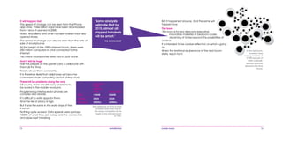 12 mobile mania 13
It will happen fast
The speed of change can be seen from the iPhone
app store. Three billion apps have been downloaded
from it since it opened in 2008.
Nokia, BlackBerry and other handset makers have also
opened stores.
The speed of change can also be seen from the rate of
sale of smartphones.
At the height of the 1990s internet boom, there were
200 million computers in total connected to the
internet.
180 million smartphones were sold in 2009 alone.
And it will be huge
Half the people on the planet carry a cellphone with
them all the time.
Nearly all use them constantly.
It is therefore likely that cellphones will become
consumers’ main computing device of the future.
There will be problems along the way
Of course, there are still many problems to
be solved in the mobile revolution.
Programming interfaces for phones are
complex and diverse.
It’s difficult to write apps for them.
And the risk of piracy is high.
But it was the same in the early days of the
internet.
Nothing quite worked. Data speeds were perhaps
1000th of what they are today, and the connectors
and pipes kept breaking.
The cellphone of 2010 is more
powerful even than top-of-
the-range computers at the
height of the internet boom
in 1999.
top of the
range
desktop,
1999 iPhone 3GS
RAM 128MB 256MB
Storage 20GB 32GB
Processor 500Mhz 600Mhz
‘Some analysts
estimate that by
2015, almost all
shipped handsets
will be smart.’
THE ECONOMIST
But it happened anyway. And the same will
happen now.
This book
This book is for any telecoms executive,
innovative marketer or bedroom coder
dreaming of riches beyond the possibilities of
avarice.
It is intended to be a sober reflection on what is going
on.
When the irrational exuberance of the next boom
starts, reach for it.
In the last boom,
investors were
valuing websites at
$1000 per pair of
visitor eyeballs.
Beware of similar
delusions this time
round.
 