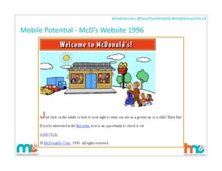 #mobilerules	
  @heartlandmobile	
  #mobilemarchtc14	
  
Mobile	
  PotenIal	
  -­‐	
  McD’s	
  Website	
  1996
 