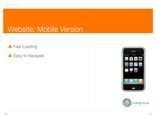 Website: Mobile Version

 Fast Loading

 Easy to Navigate
 