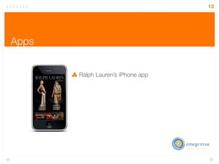 13




Apps


       Ralph Lauren’s iPhone app
 