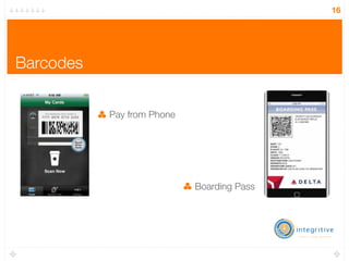 16




Barcodes


           Pay from Phone




                            Boarding Pass
 