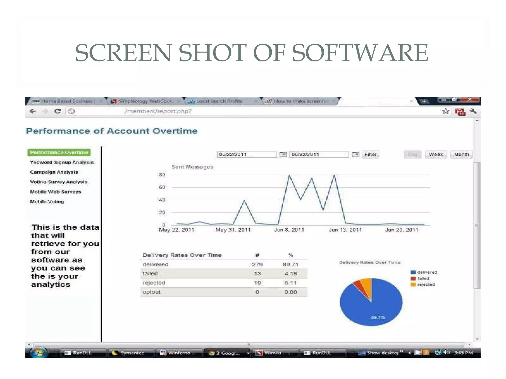 SCREEN SHOT OF SOFTWARE 