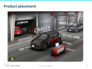 Proprietary	
  &	
  Conﬁden&al	
  
16	
  
Product	
  placement	
  
 