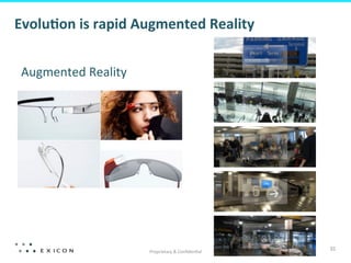 Proprietary	
  &	
  Conﬁden&al	
  
35	
  
EvoluFon	
  is	
  rapid	
  Augmented	
  Reality	
  
Augmented	
  Reality	
  
 