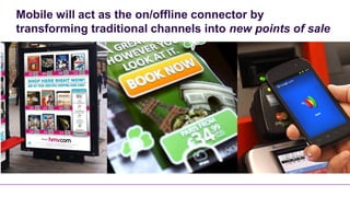 Mobile will act as the on/offline connector by
transforming traditional channels into new points of sale
 
