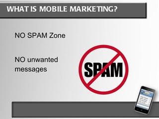 This is a NO TECHIE ZONE WHAT YOU WILL LEARN TODAY Mobile Marketing 