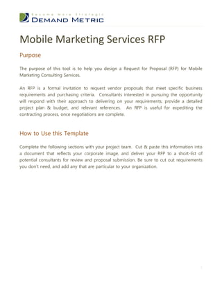 Mobile Marketing RFP Template | PDF