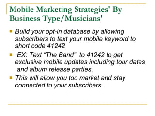 Mobile marketing strategies by business type