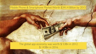 Mobile Phone & Smartphone Market Worth $341.4 Billion by 2015

The global app economy was worth $ 53Bn in 2012
$ 143Bn in 2016. 

 