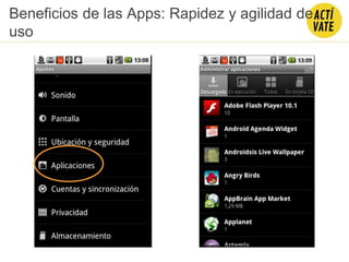 Beneficios de las Apps: Rapidez y agilidad de
uso
 