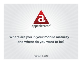 Where are you in your mobile maturity …
    and where do you want to be?



               February 2, 2012
 