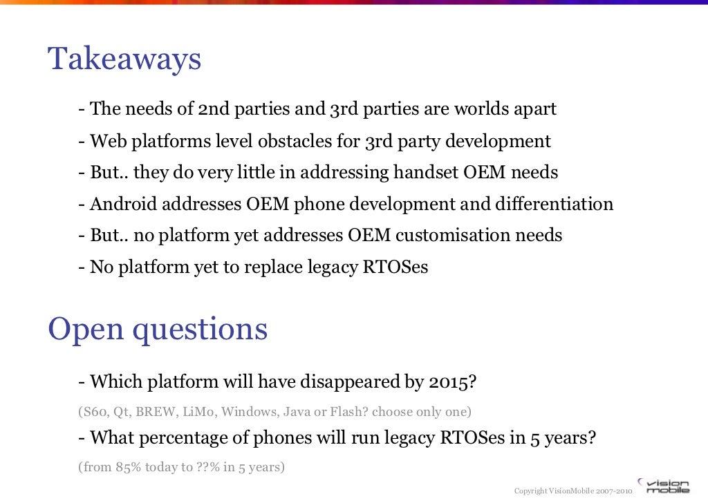 Takeaways - The needs of