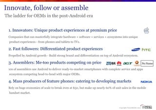 Innovate, follow or assemble
The ladder for OEMs in the post-Android era


 1. Innovators: Unique product experiences at p...