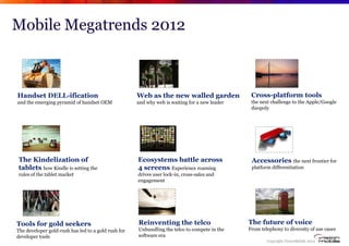 Mobile Megatrends 2012



Handset DELL-ification                               Web as the new walled garden               ...