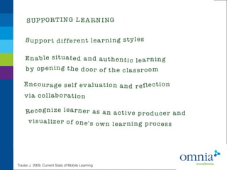 Traxler J. 2009, Current State of Mobile Learning
 