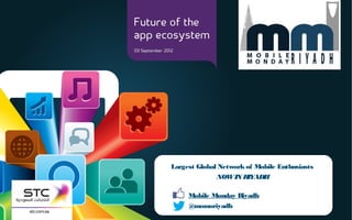 Largest Global Network of Mobile Enthusiasts
              NOWIN RIYADH

     Mobile Monday Riyadh
     @momoriyadh
                                               1
 