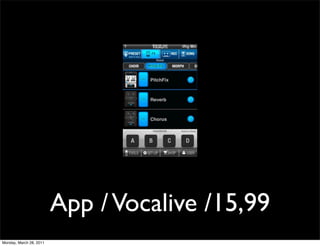 App / Vocalive /15,99
Monday, March 28, 2011
 