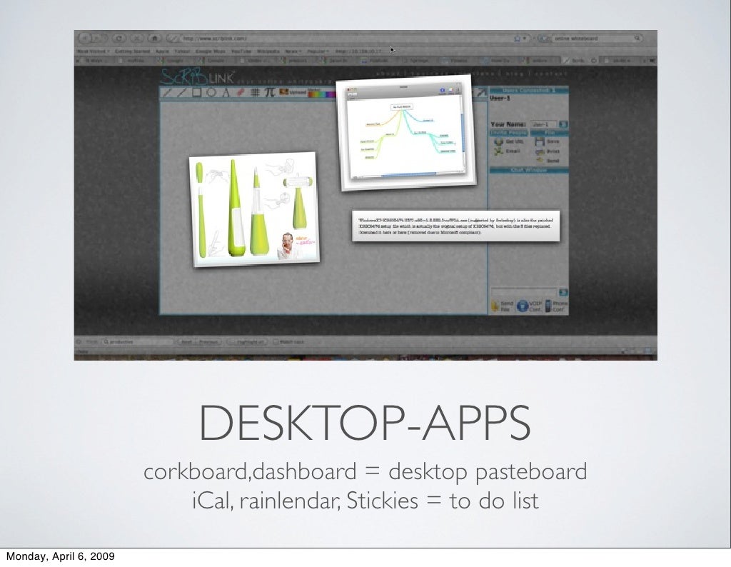 DESKTOPAPPS corkboard,dashboard = desktop pasteboard