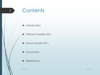 Mobile operating system ppt | PPTX | Operating Systems | Computer ...
