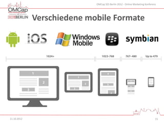 OMCap SES Berlin 2012 - Online Marketing Konferenz




             Verschiedene mobile Formate




11.10.2012                                                                   15
 
