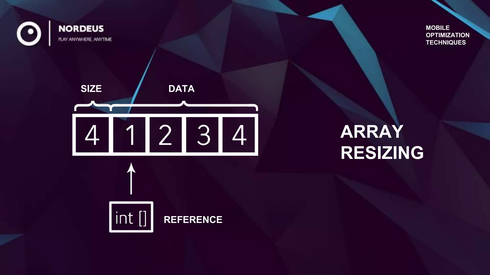 SIZE
REFERENCE
DATA
ARRAY
RESIZING
MOBILE
OPTIMIZATION
TECHNIQUES
 