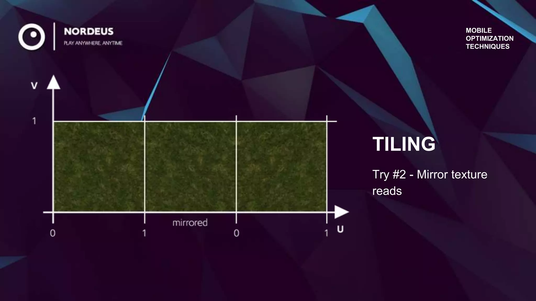 Try #2 - Mirror texture
reads
TILING
MOBILE
OPTIMIZATION
TECHNIQUES
 