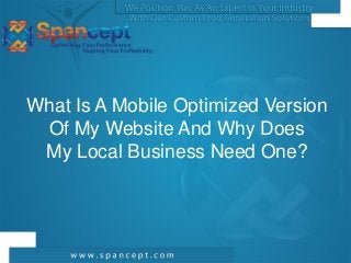 What Is A Mobile Optimized Version
 Of My Website And Why Does
 My Local Business Need One?
 