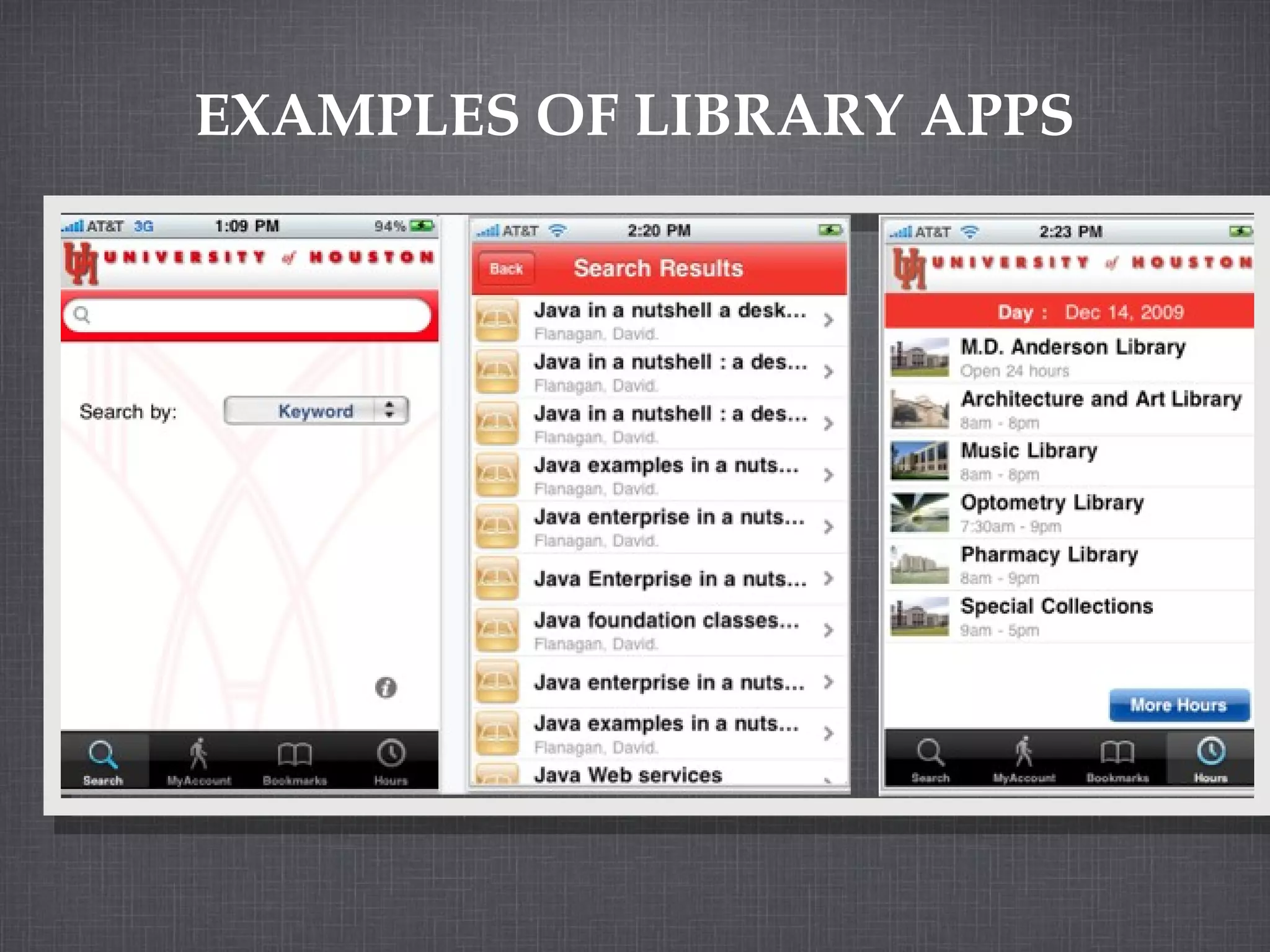 EXAMPLES OF LIBRARY APPS 