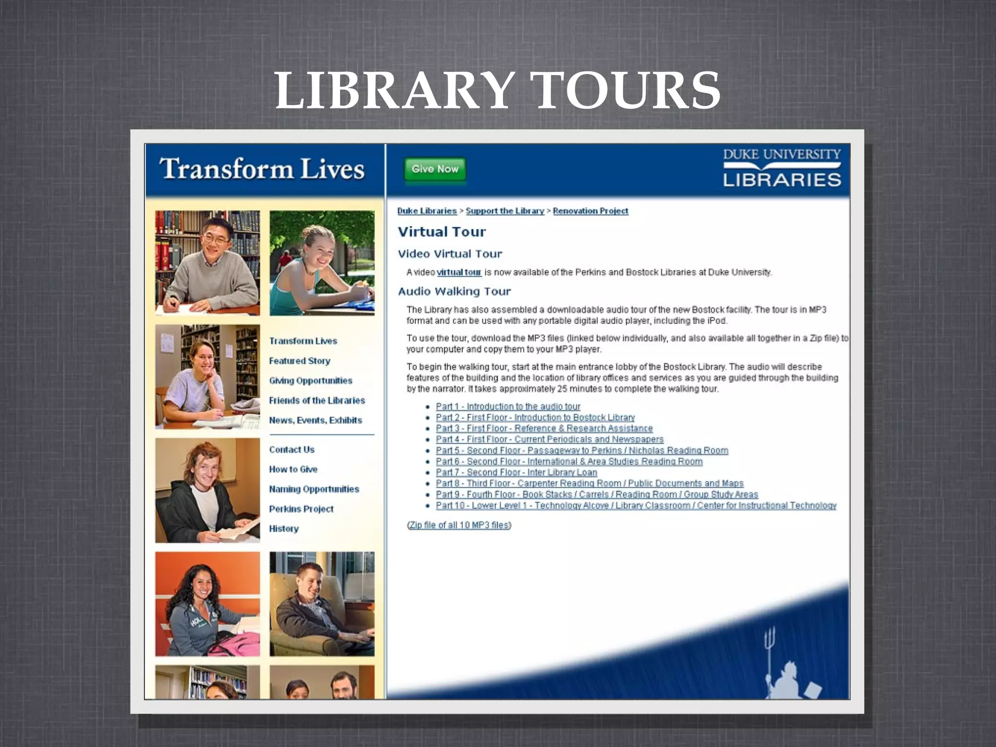 LIBRARY TOURS 