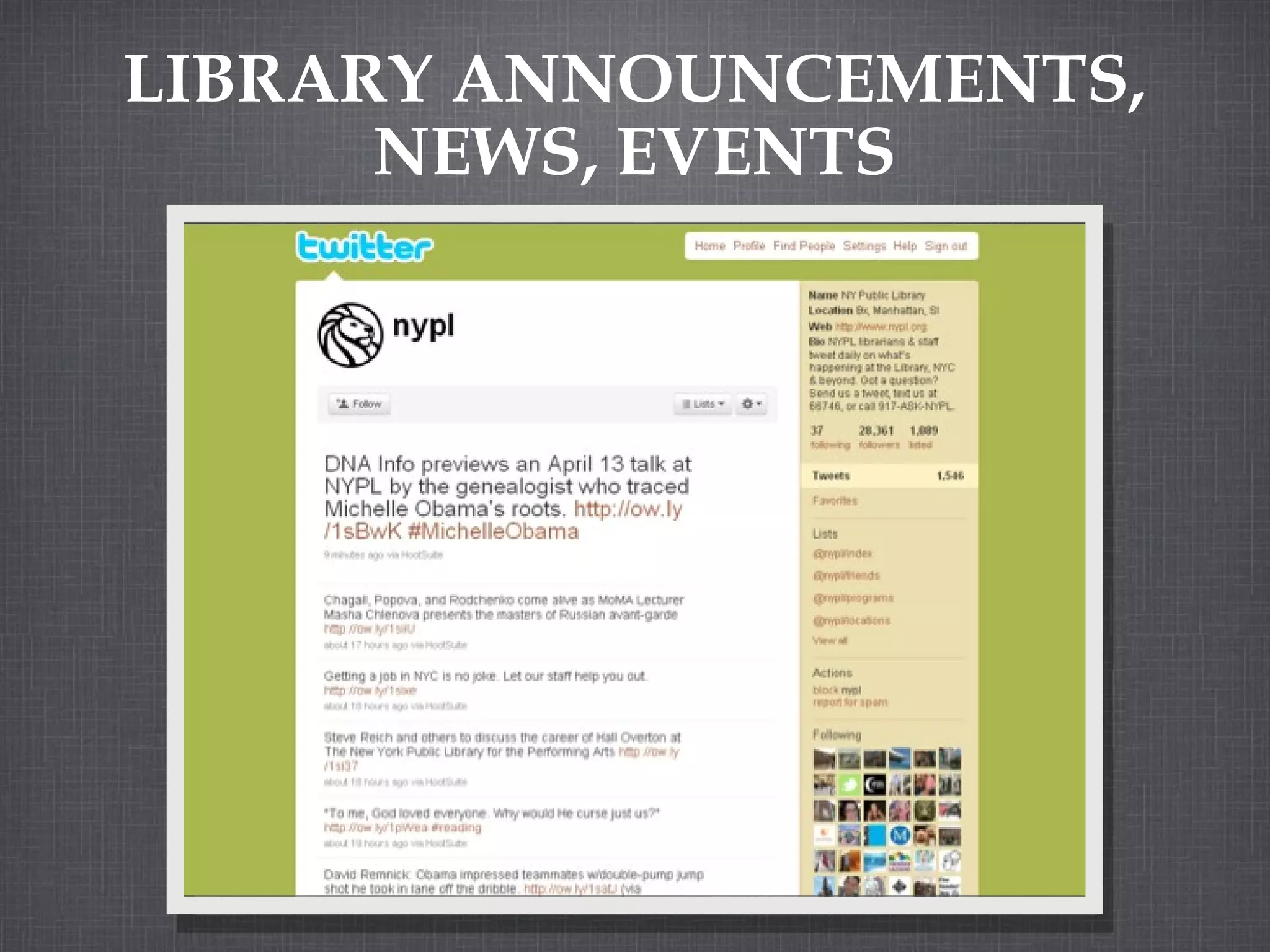 LIBRARY ANNOUNCEMENTS, NEWS, EVENTS 