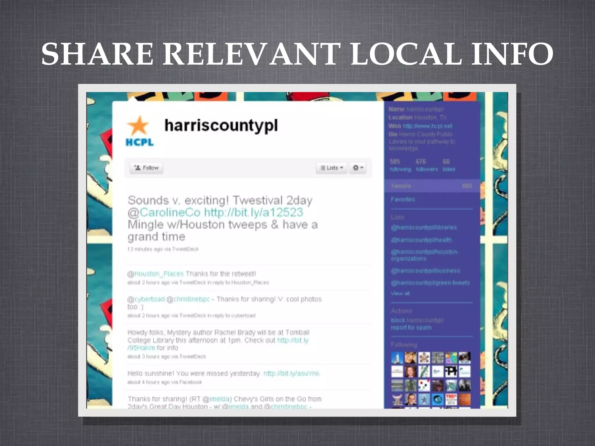 SHARE RELEVANT LOCAL INFO 