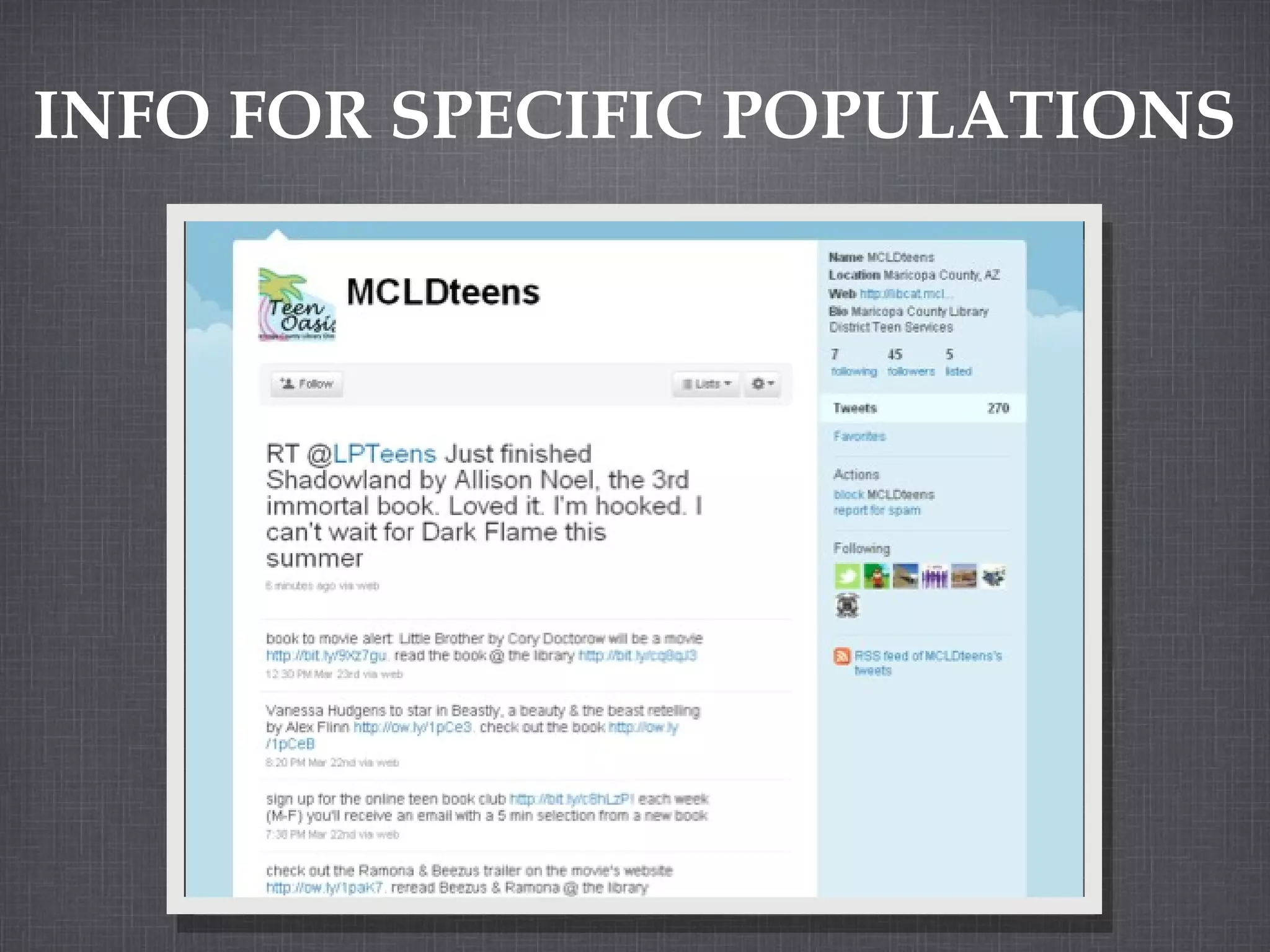 INFO FOR SPECIFIC POPULATIONS 