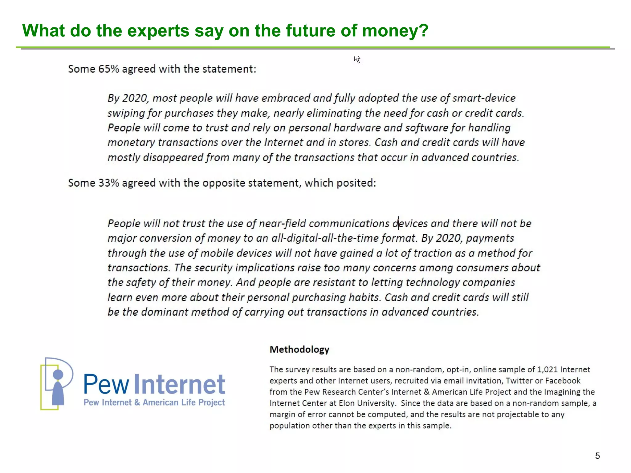 What do the experts say on the future of money?

5

 