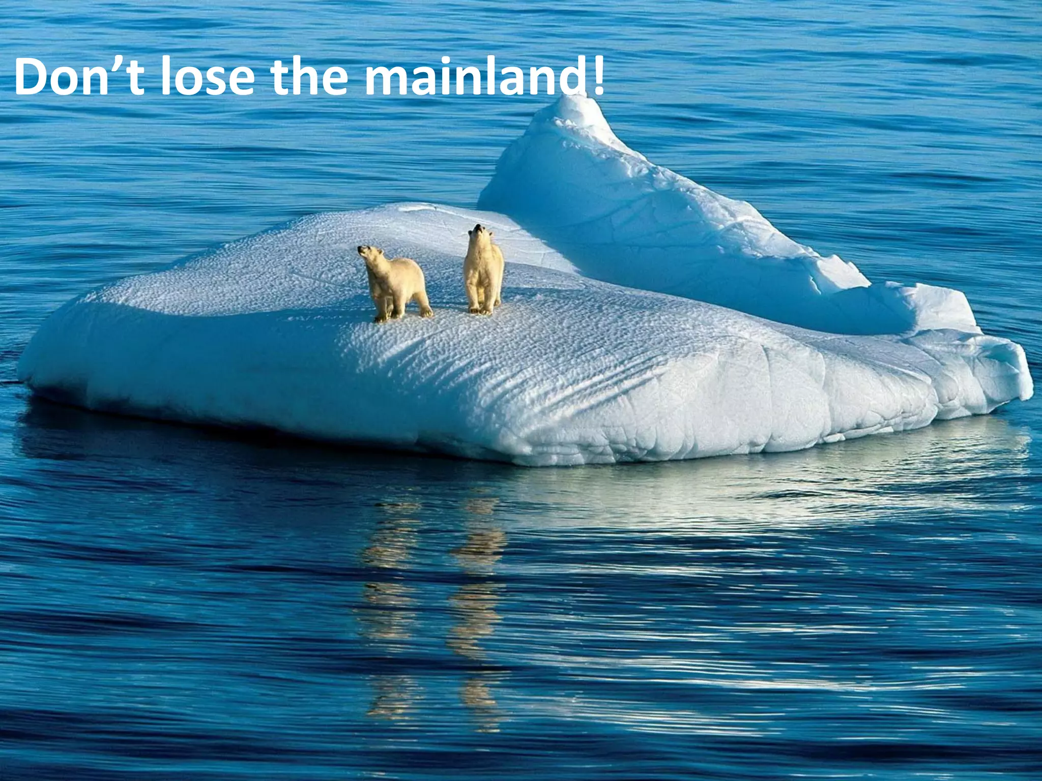 Don’t lose the mainland!




         Galit Fein’s work Copyright 2012 @STKI                                       45
         Do not remove source or attribution from any graphic or portion of graphic
 