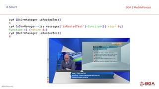 @BGASecurity
BGA	|	MobilePentestBGA	|	MobilePentest
• TextFields that	have	inputs	as	passwords	should	be	used	with	Secure	option.	
• Clear	the	Pasteboard	once	the	application	enters	background.
- (void)applicationDidEnterBackground:(UIApplication *)application
{
[UIPasteboard generalPasteboard].items	=	nil;
}
• The	input	to	the	URL	scheme	should	also	be	validated.	
- (BOOL)application:(UIApplication *)application	handleOpenURL:(NSURL	*)url {
//Validate	input	from	the	url
return	YES;
}
• A developer	should	make	sure	that	the	content	he	loads	into	the	UIWebview is	not	malicious
iOS	Application	Security	– Secure	Coding	Practices	for	iOS	
Development
 