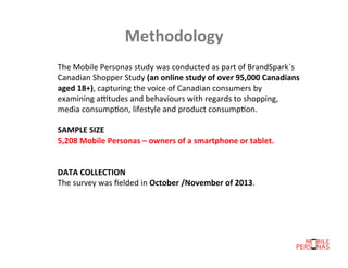 Methodology	
  
The	
  Mobile	
  Personas	
  study	
  was	
  conducted	
  as	
  part	
  of	
  BrandSpark`s	
  
Canadian	
 ...