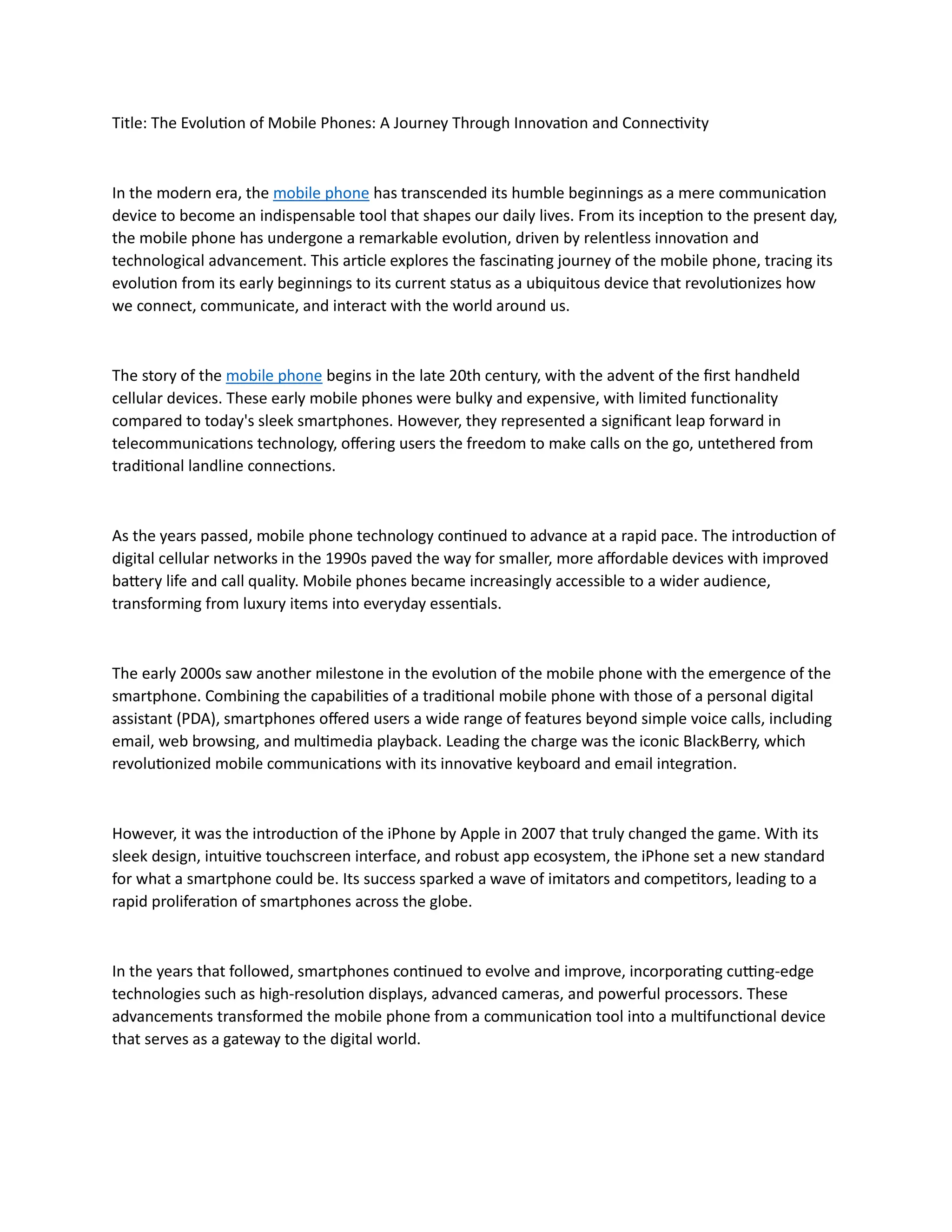 Mobile Phone.pdf | Smartphones | Consumer Electronics