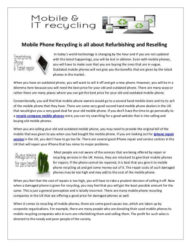 Mobile Phone Recycling is all about Refurbishing and Reselling