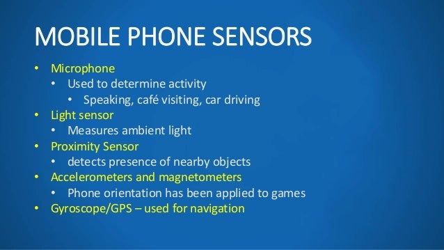 Mobile phone sensors in health applications
