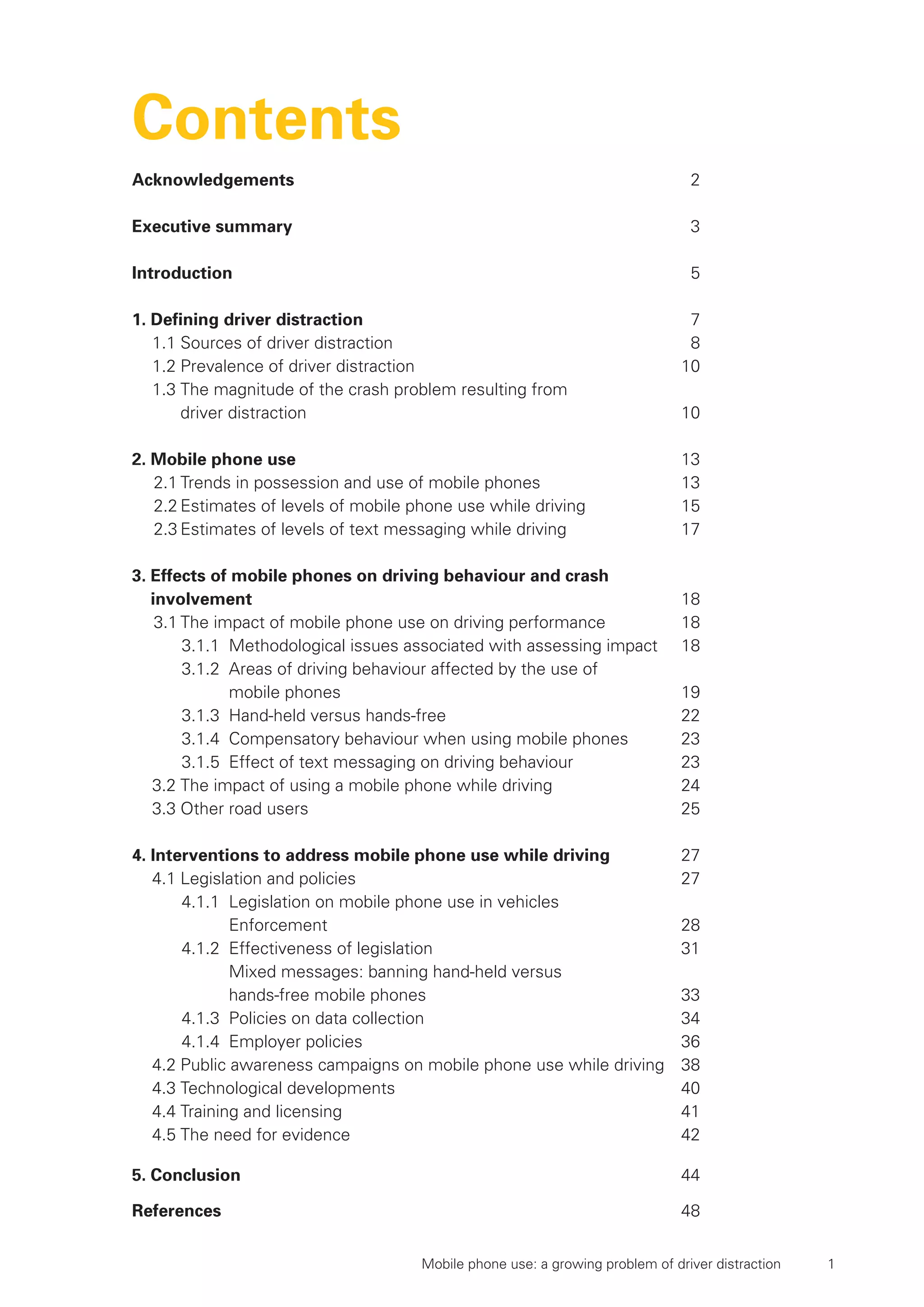 Mobile phone use - a growing problem of driver distraction - UN | PDF