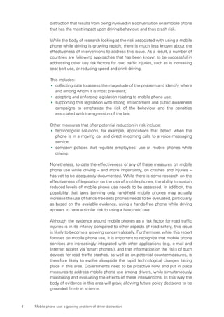 Mobile phone use - a growing problem of driver distraction - UN | PDF