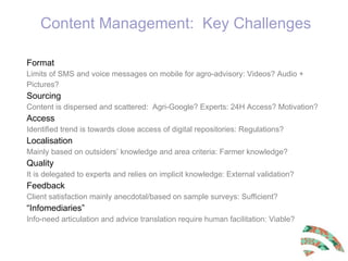 Content management process in selected m-agriculture initiatives in India