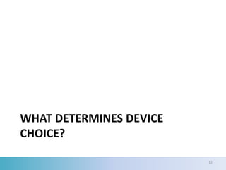 WHAT DETERMINES DEVICE
CHOICE?

                         12
 